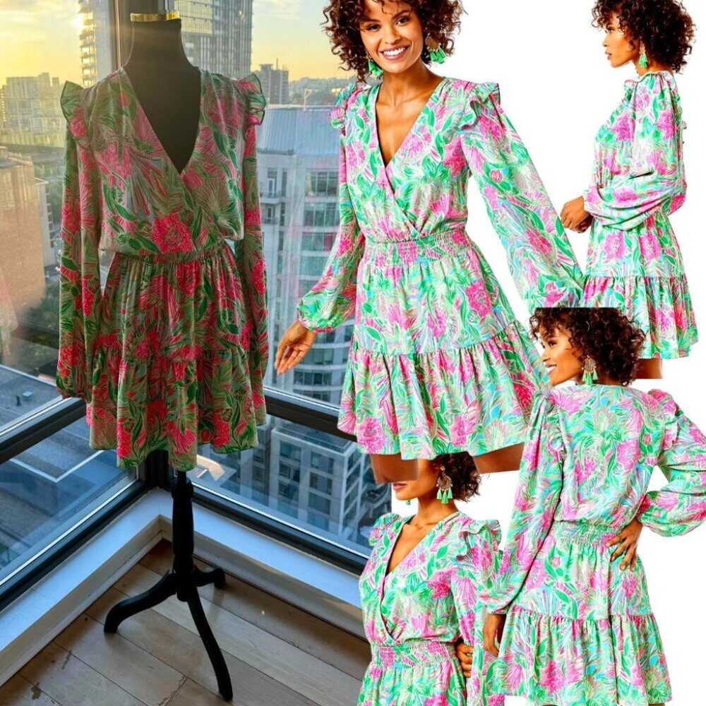 🆕 LILLY PULITZER 🧿 NWT Taviana Stretch Dress, Coming in Hot Blue Horizon, Sz 6 - Picture 1 of 16